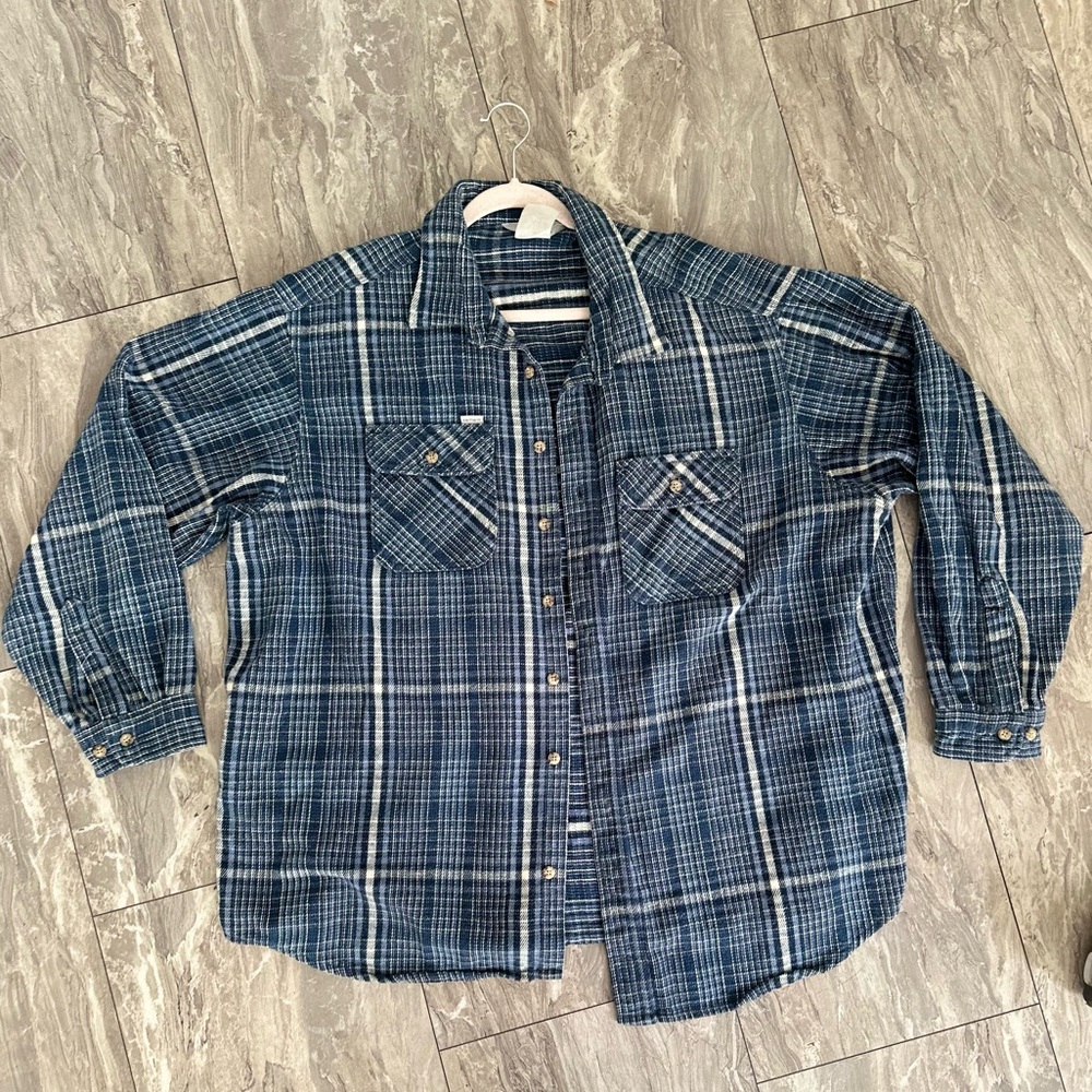 Carhartt Rugged Outdoor Wear Mens Shirt‎ Blue White Plaid See Measurement for Sz